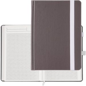 Geiger Notizbuch Organic-Book, recycling, Kunstleder Hardcover, grau, 96 Blatt / 192 Seiten, 90 g/m², kariert, A5