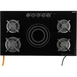 Klarstein MultiChef 5 Kombi-Gaskochfeld Gas/Glaskeramik 5 Zonen Schwarz