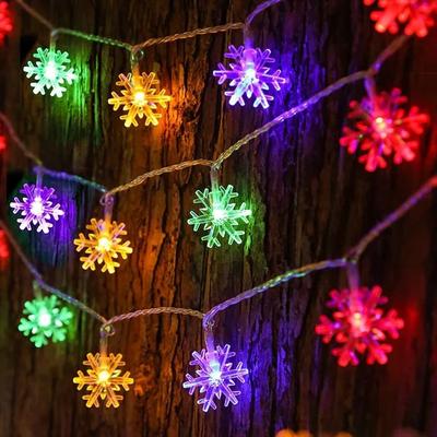 Uplift Essentials LED Snowflake String Garland Fairy Lights multicolor 5 Ft battery