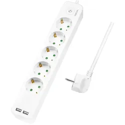 LogiLink LPS249U Verlängerungskabel 1,5 m 5 AC-Ausgänge Drinnen Weiß
