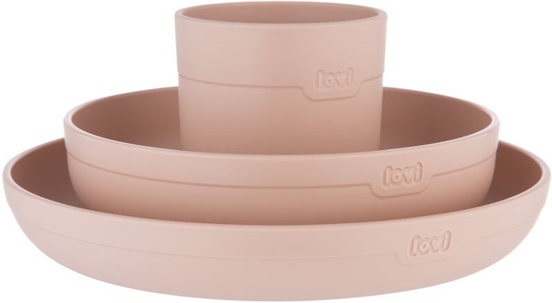 LOVI Tableware Set with Cup set de repas Nude 3 pcs