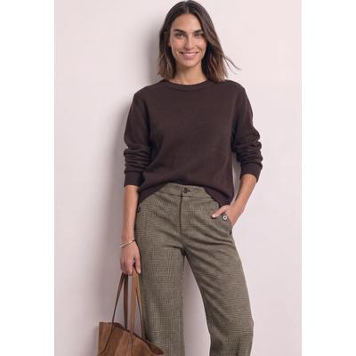 Schlupfhose STREET ONE "Style Amalia", Damen, Gr. 40, Länge 30, sanded amber, Web, Obermaterial: 83% Polyester, 15% Viskose, 2% Elasthan. Futter: 100% Polyester, kariert, straight fit lang, Hosen Schlupfhose, Straight Leg Hose mit Karomuster und...