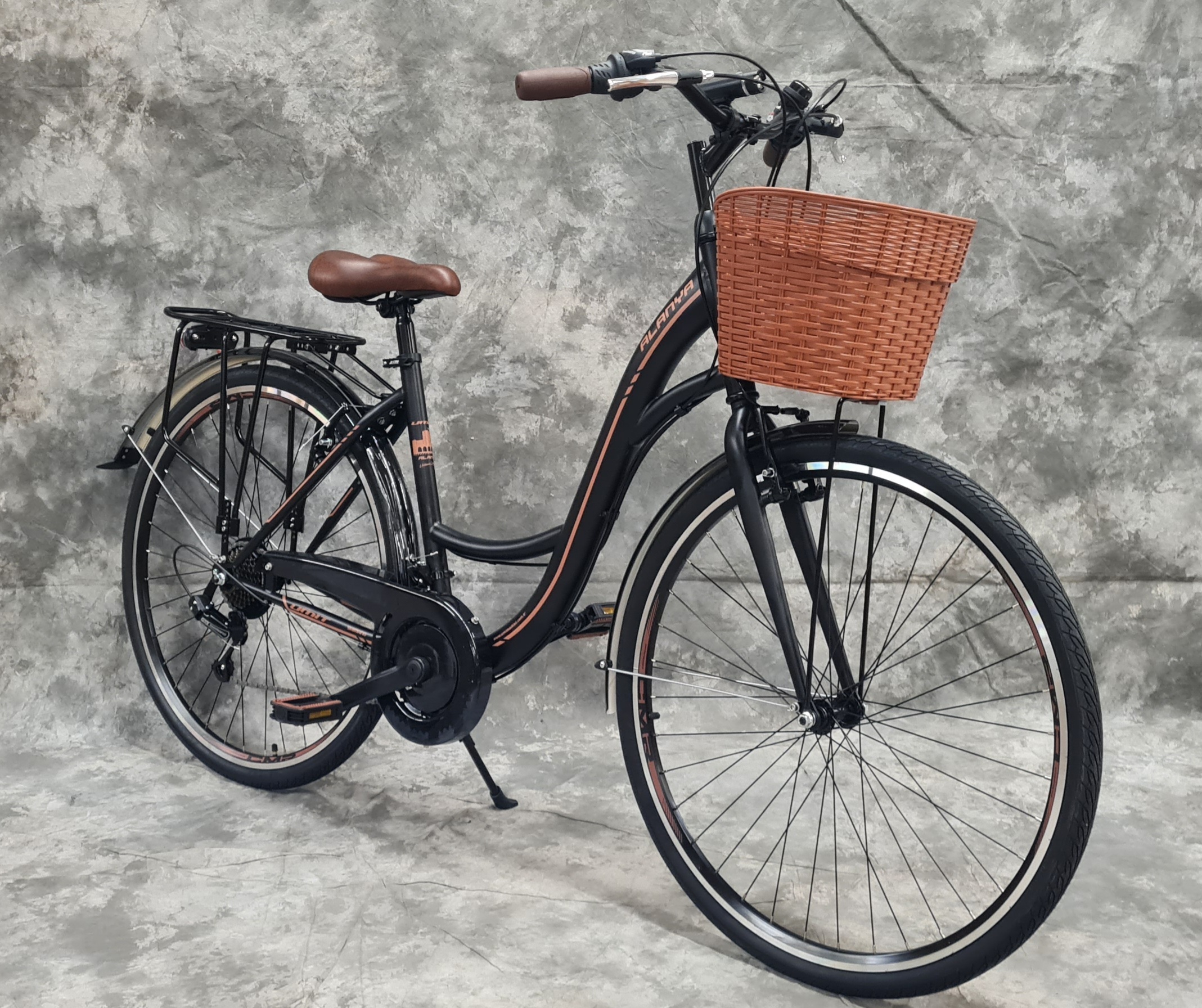 28 Zoll Damencityrad 21-Gang Shimano Kettenschaltung, Gepäckträger, Licht und Korb NEU 2810-SCHWARZ (2024)