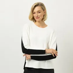 ANNA VON GRIESHEIM Pullover Rundhalsausschnitt 2-farbig figurumspielend