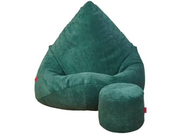 Slevobox Sitzsack mit Hocker Flaschengrün 80x80x110 cm - Sitzsack Erwachsene mit Füllung - Schlafzimmer und Wohnzimmer Möbel - Samt Indoor Sitzsäcke - Bean Bag - Lounge Sessel