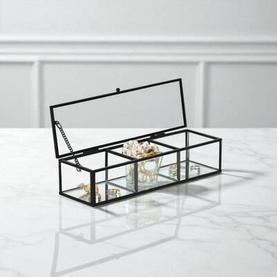 Cheungs "Verena 10.6"" Mirrored Glass Display Box with 3 Compartments - N/A"