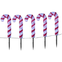 MARELIDA LED Zuckerstangen Candy Gartendeko Weihnachtsbeleuchtung H: 25cm 5 Stück