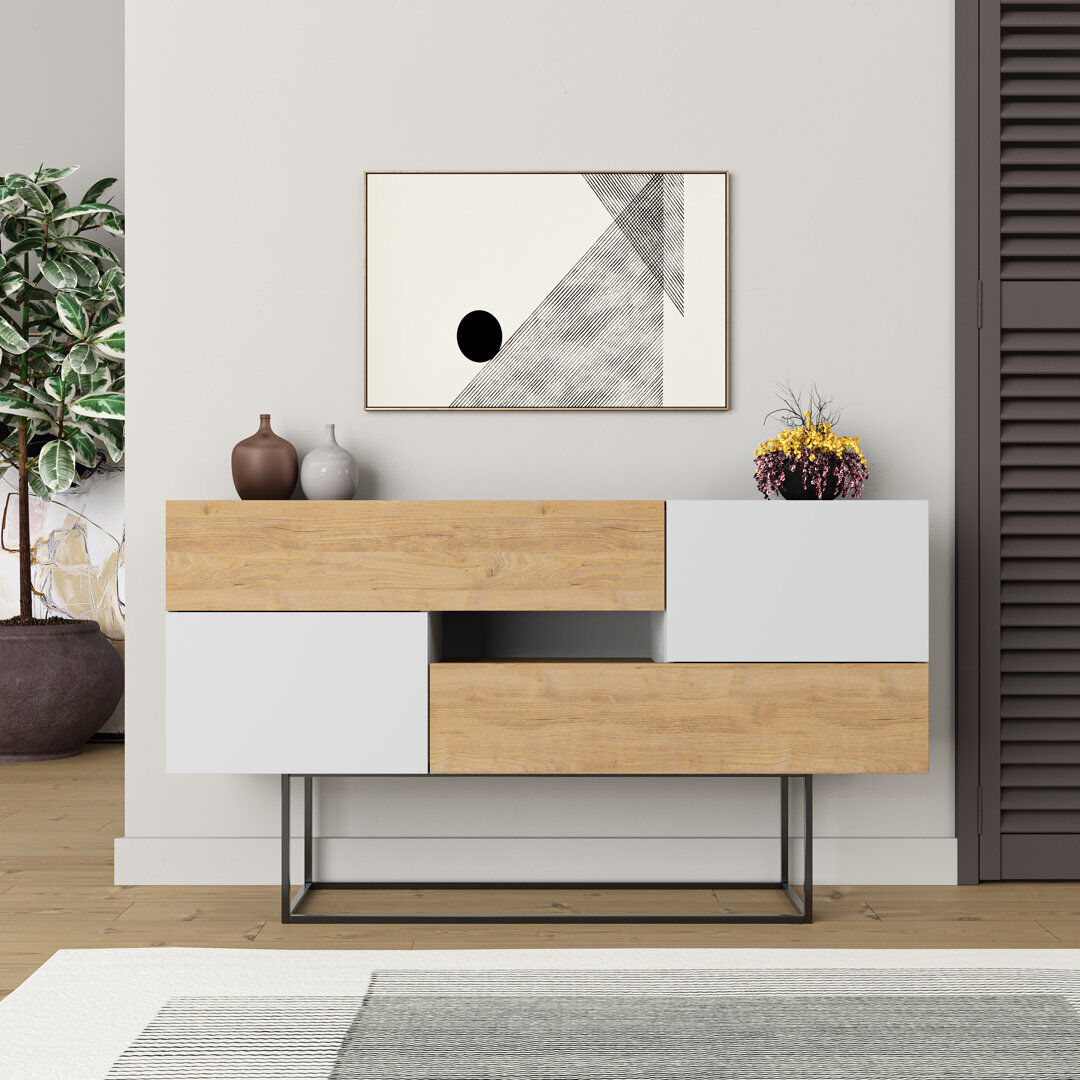 Ebern Designs Lubow 145cm Console Table White/Oak