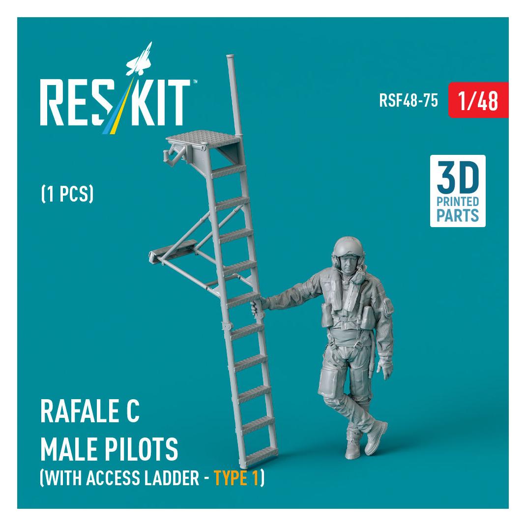 ResKit Rafale C male pilot with access ladder (type 1) (1 pcs) (3D Printed) (RSF48-0075)