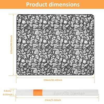 Uplift Picks DIY Coloring Blanket With 24 Markers Creative Reusable Art Throw flower