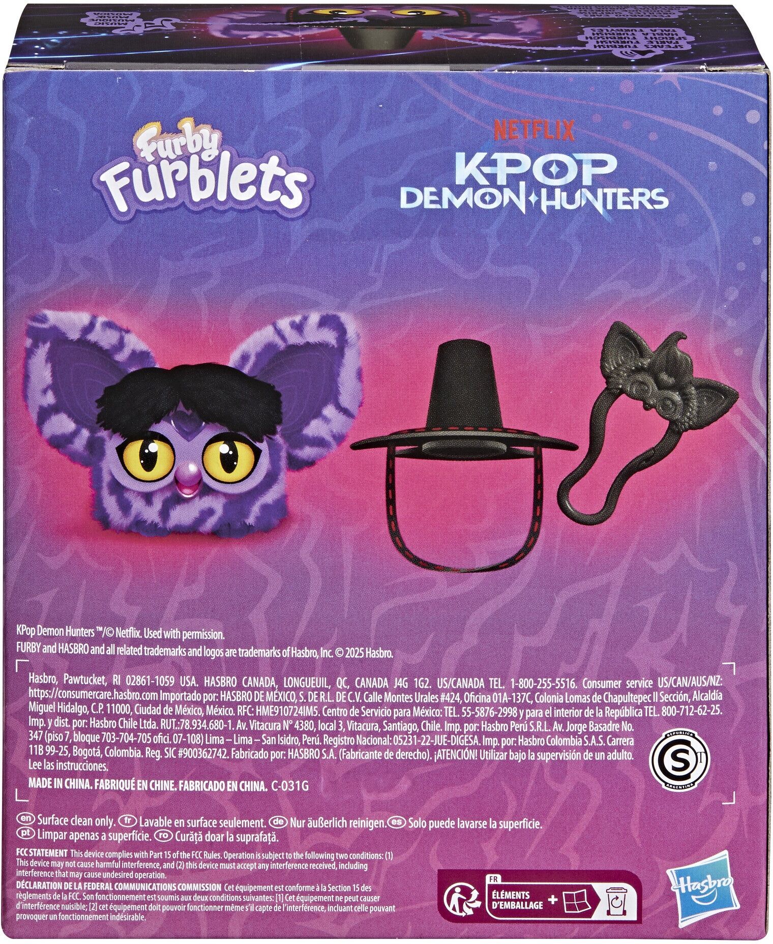 Hasbro Furby Furblets KPop Demon Hunters Saja Boy Demon - Interactive Toy with 45 Sound Effects - Purple & Black - Compact