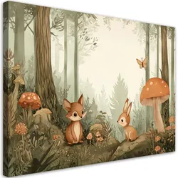 LEINWANDBILD Waldtiere Natur Beige 120x80cm