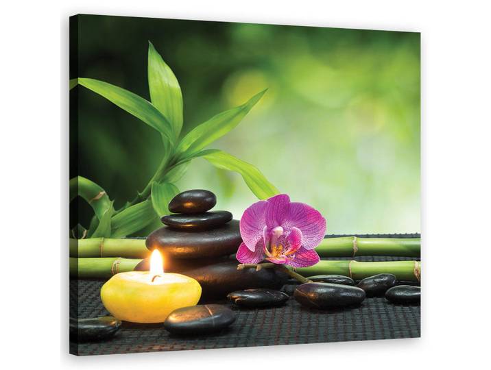 Feeby Wandbild kerzen blumen orchidee wellness, Grün, Religion/Spiritualität, Rechteckig, 50x50 cm, Bilder & Rahmen, Bilder, Leinwandbilder