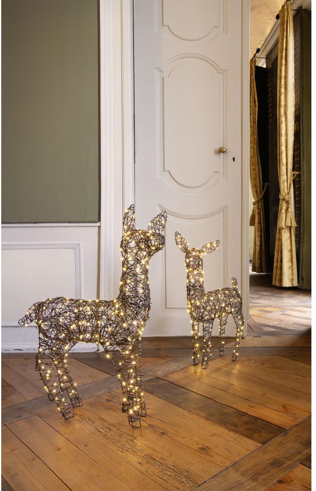 STT LED Dekofigur "Wicker deer", braun, H: 66cm, Leuchten, LED Dekofigur braun H: 66cm