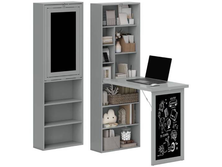 Bureau avec rangement pliable mural bibliothèque poste de travail tableau à craie étagère réglable SUPPORT LIVRE DE CUISINE