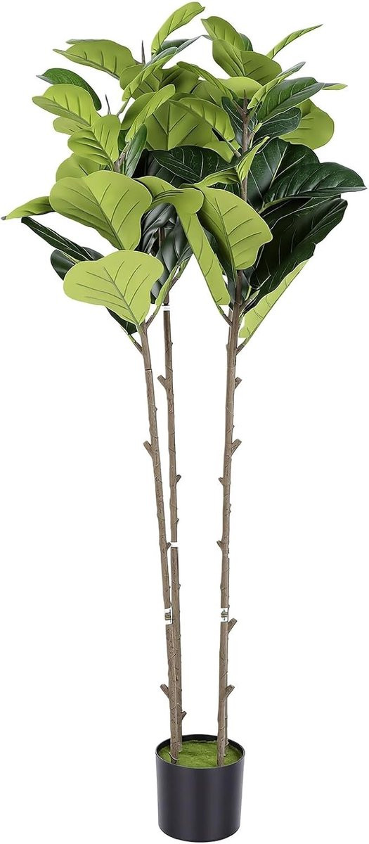Kunstplant Vijgenboom - Nep Ficus Lyrata - Groen - Hoogte: 180 cm