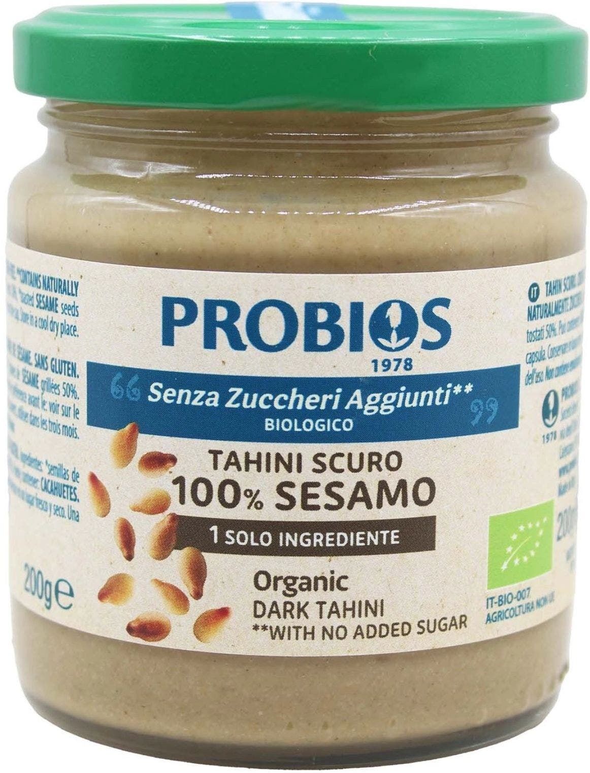 PROBIOS Crema Scura 100% Sesamo - Tahin Scuro Senza Glutine 200 Grammi 