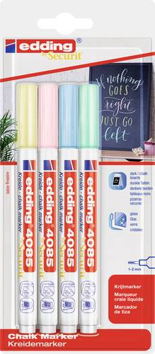 Edding 4085 4-4085-4-1PAS Kreidemarker Pastell-Blau, Pastell-Gelb, Pastell-Grün, Pastell-Rosa 1 mm, 2mm