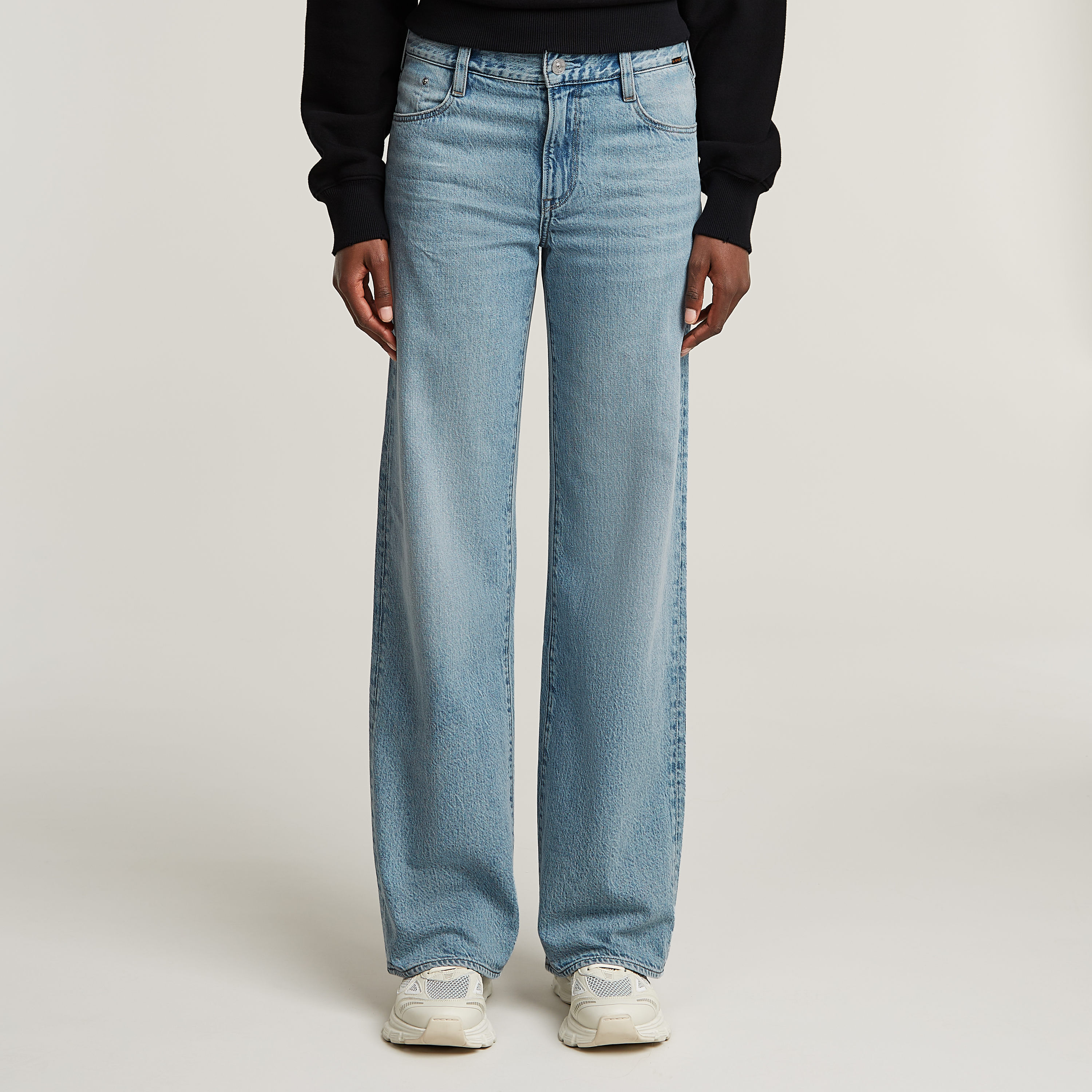 Weite Jeans G-STAR "Jeans Judee Straight", Damen, Gr. 28, Länge 28, blau (sun faded cloudburst), Denim/Jeans, Obermaterial: 100% Baumwolle, straight fit normal, Jeans Weite Jeans