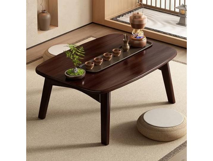 Peakjune Bambus Teetisch Im Japanischen Stil,Tragbarer Bambus-Couchtisch,Tatami Tisch Klappbar,Glatte Und Gratfrei,Geeignet Als Couchtisch,Beistelltisch,Wohnzimmertisch