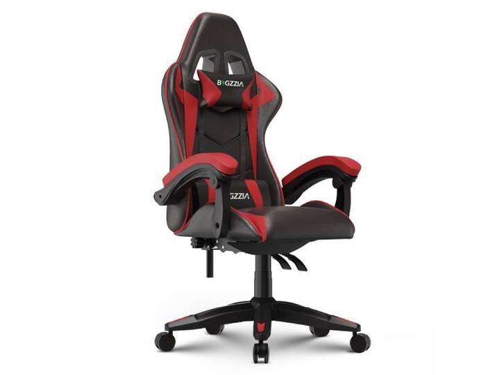 [Bigzzia] Fauteuil de Bureau- Fauteuil gamer - Chaise Gaming Réglable Pivotant - avec coussin et dossier inclinable Rouge