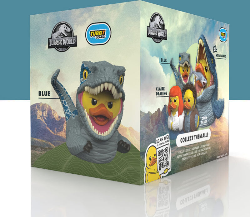 Rubber Road Ltd Jurassic World Blue TUBBZ Boxed Collectable Duck - Officially Licensed - Grey - Boxed Edition