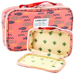 Federmäppchen Schulorganizer Kosmetiktasche Zusatzfach Fisch Rosa 22,5cm