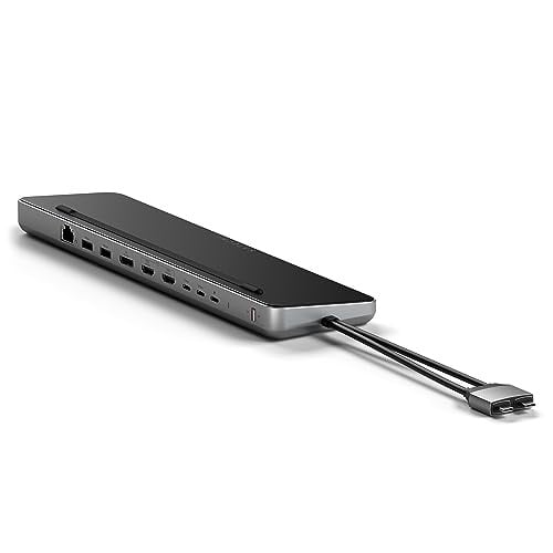 Satechi Dual Dock Stand 10-in-1 met NVMe SSD-behuizing en 75W PD, Zwart en Zilver