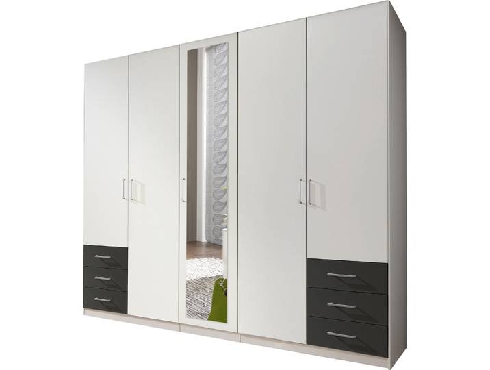 Kleiderschrank WIMEX Fügen , weiß (weiß, graphit), B:225cm H:208cm T:58cm, Schränke, Kleiderschrank