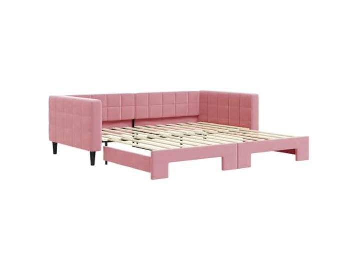 KTHLBRH Schlafsofa mit ausziehbarem Bett, Rosa, 100 x 200 cm, aus Samt Samt 100% Polyester, Gestell Massivholz und Metall, Latten Sperrholz, Schaumstoff, 2 notwendige Matratzen
