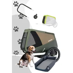 Croozer Dog Enna Sleep & Go Bundle (inkl. Buggyset, Regenverdeck und Hundebett), Farbe: Moss Green