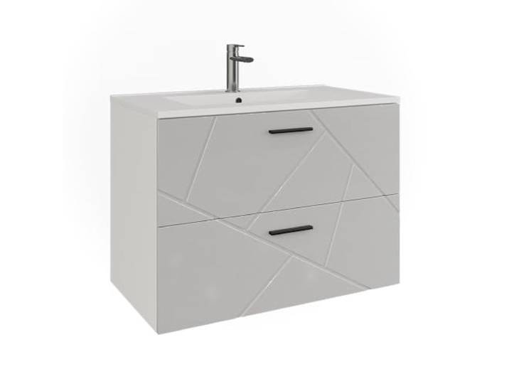Vicco Waschbeckenunterschrank Irma, Weiß/Weiß Hochglanz 80 cm