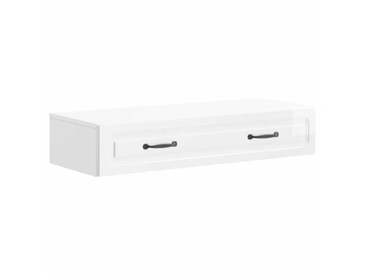 Wandmontierter Beistelltisch Hochglanz Weiß 87,5 x 34,5 x 17 cm Holzwerkstoff,verstellbare Regale,abschließbare Türen,minimalistisches Design,Heimbüro,Wohnzimmer,Gemeinschaftsraum
