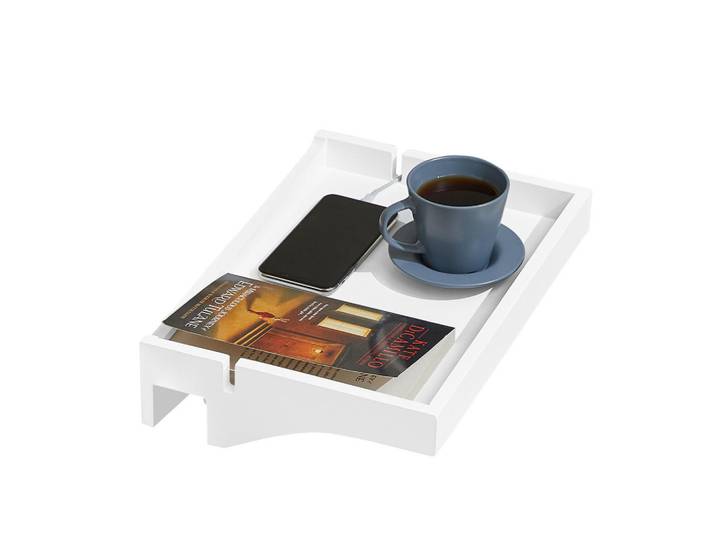 SoBuy Nachttisch Bambus Weiß, Naturmaterialen, 36x9x25 cm, Schlafzimmer, Nachtkästchen