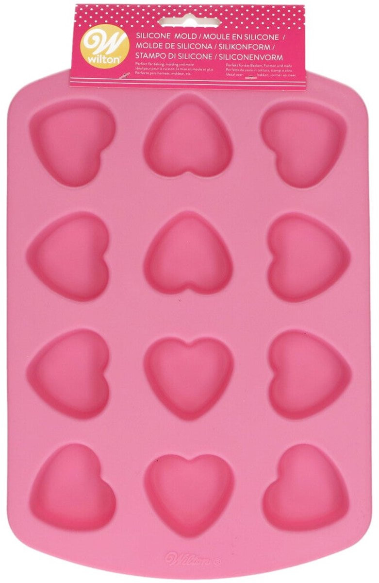 Wilton Siliconen Mal met Hartmotief voor Chocolade, Mini Taartjes en Desserts, 12 Holtes