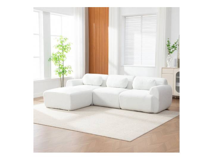 MIBODE Ecksofa Modulares Chenille Kompressionssofa 30D Schaum Ivory