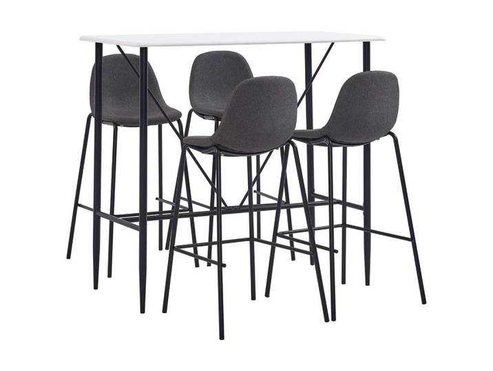 vidaXL Essgruppe 5-tlg. Bar-Set Stoff Dunkelgrau, (5-tlg)