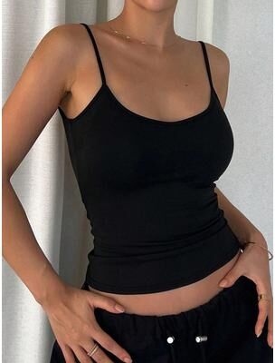 Daily Deals Depot Women Backless Cami Crop Top Y2K Summer Sleeveless Streetwear Essential black m