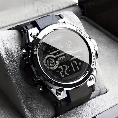 Friendly Fresh Finds Multifunction Waterproof Mens Sports Watch With LED Display And Alarm silver