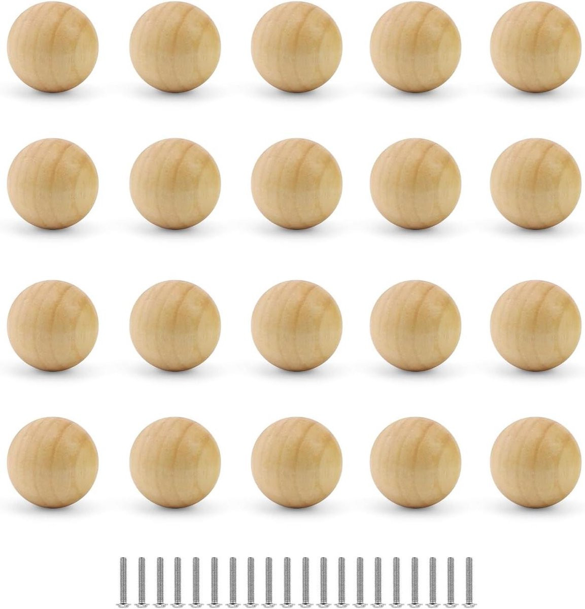 Houten Ladegrepen Ballen - Meubelgrepen Kastknoppen - Houtkleur - 30 mm