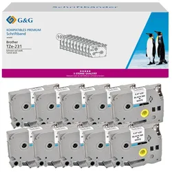 10 G&G Schriftbänder kompatibel zu Brother TZe-231