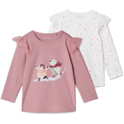 Tchibo - 2 Kinder-Langarmshirts mit Tüll-Rüschen - Mädchen - Gr. 122/128 - creme