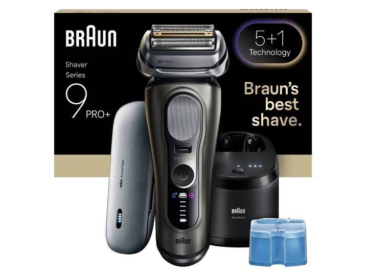 Elektrorasierer BRAUN Series 9 9675cc , grau, Elektrorasierer, Herren, Elektrorasierer, 5+1 ultradünne Präzisionsklingen, Ladeetui, 6-in-1 SmartCare Center