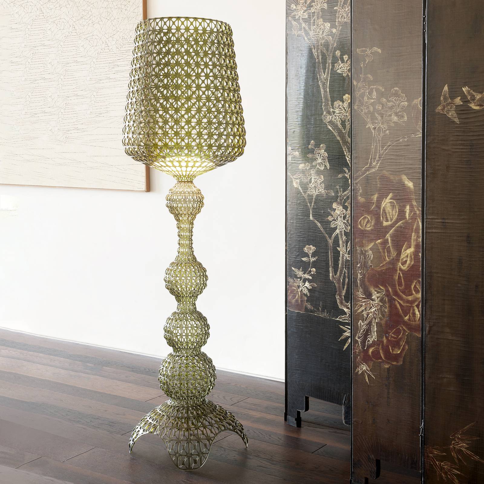 Kartell Designer gulvlampe Kabuki, dæmpbar, Grøn, Stue/spisestue, Plast, Design