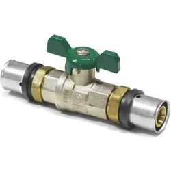 Sanpro, Rohrverbindungstechnik, THPRESS Pressfitting - Pressfitting Kugelhahn grüner Griff + TH-Kontur 32 (Pressverbindung)