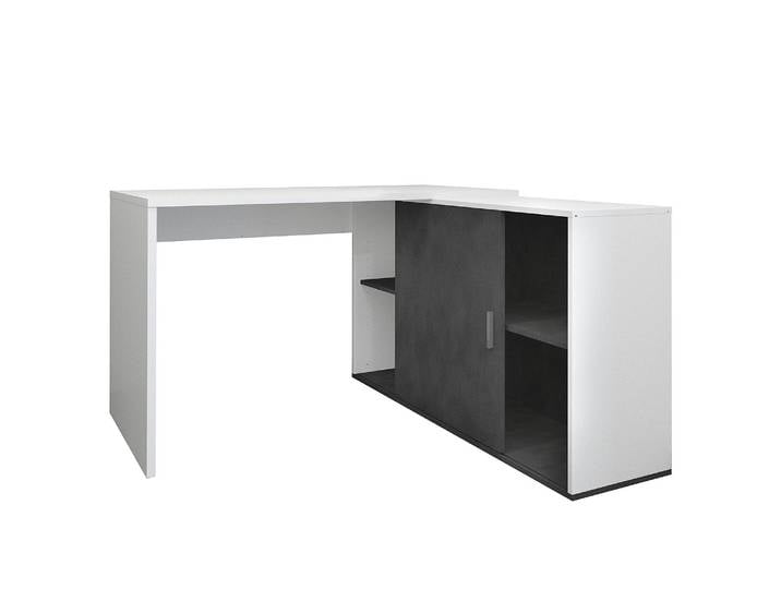 Bureau avec rangements Valley 118 x 75 x 125cm Blanc/Blanc/Anthracite