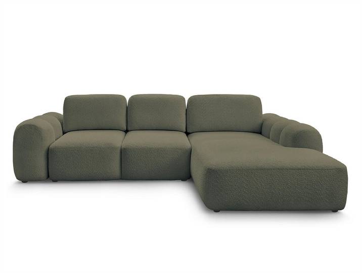 Ecksofa BOBOCHIC MONTAIGNE Boucle-Stoff grün
