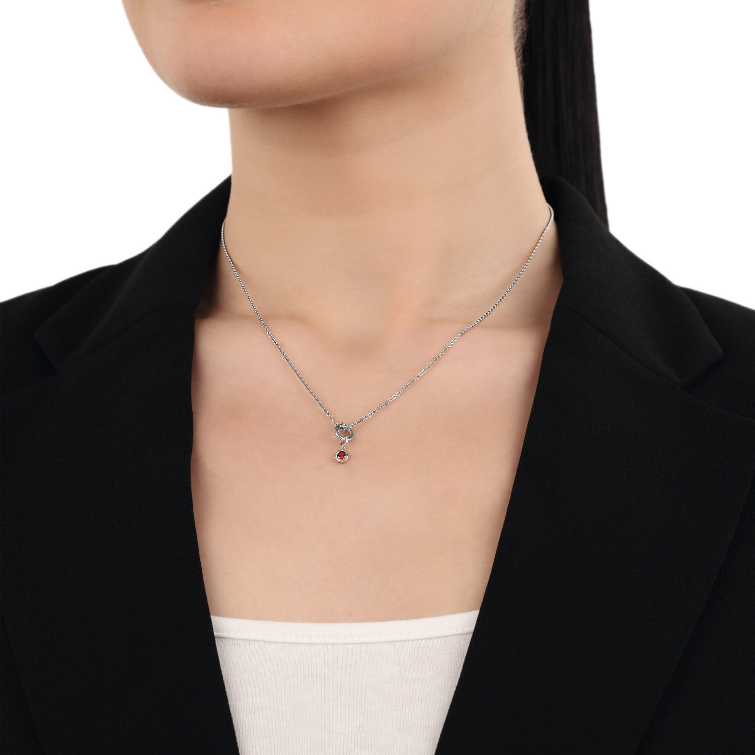 Charm-Einhänger AMOR "Geburtsstein", bunt (silberfarben, rot, rot), Charms, Damen, Januar, Silber 925 (Sterlingsilber), Charm-Einhänger, mit Zirkonia (synth.) oder Stein (synth.)