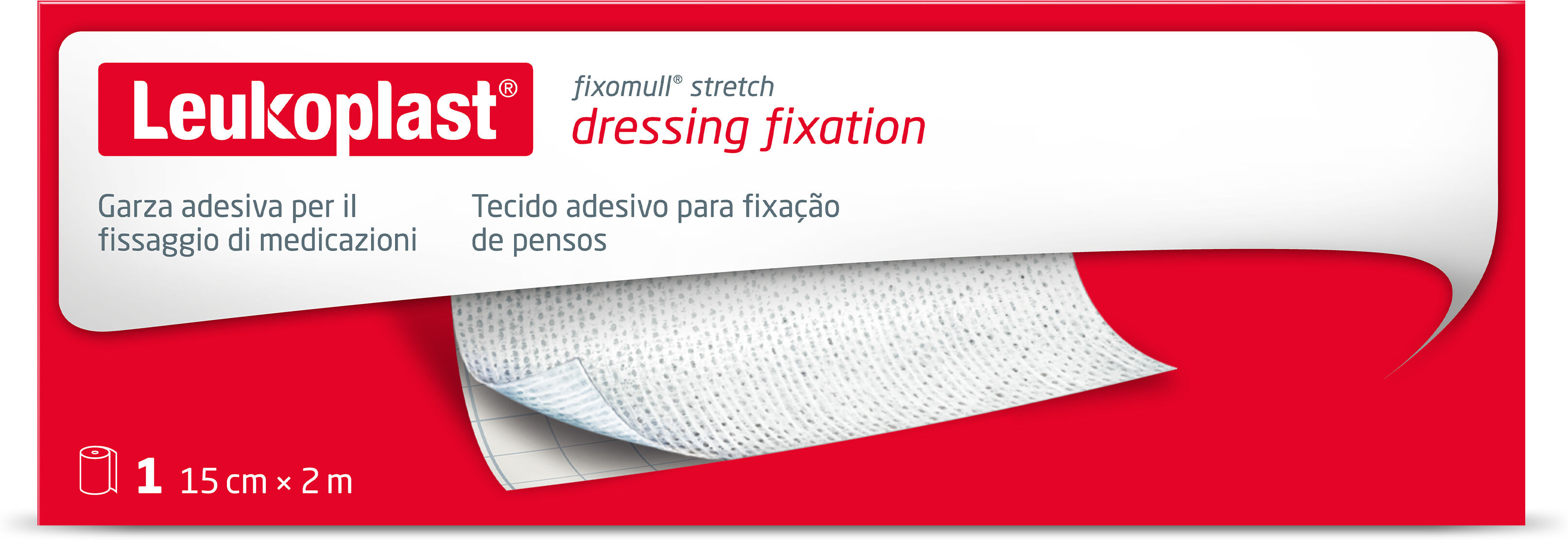 ESSITY ITALY SpA Fixomull Stretch Garza Adesiva 2mx15cm - Soluzione Affidabile per il Fissaggio Esteso