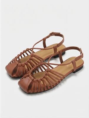 LightInthebox Women's Gladiator Flat Sandals – Woven Strappy Closed-Toe Design, Breathable Boho Roman Style Shoes for Beach, Island Vacation Summer Resort Wear